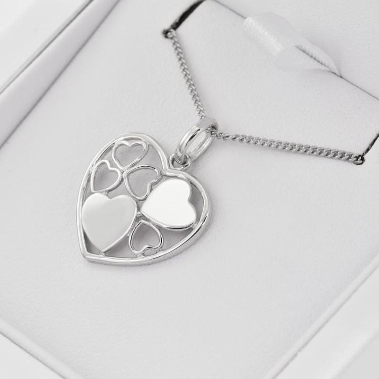 Stříbrný náhrdelník plný srdcí Carina 28029