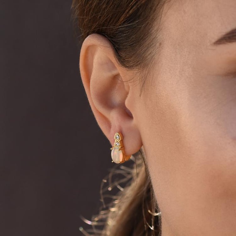 Stříbrné náušnice s opály a zirkony 49170