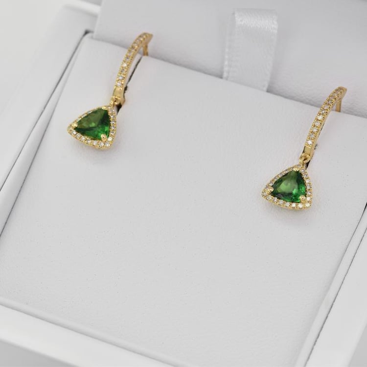 Náušnice s granáty a diamanty 6502