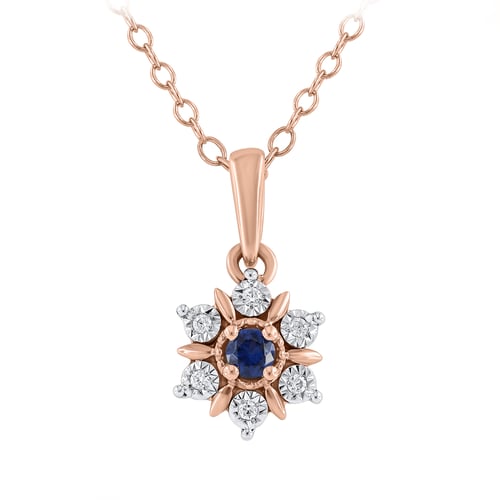 Elegantní přívěsek ve tvaru květu se safírem a lab-grown diamanty Aarav