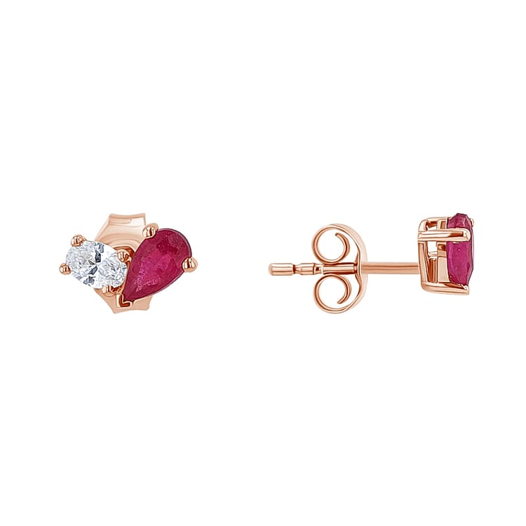 Náušnice Toi et Moi s rubínem a lab-grown diamantem Adelpha 134943