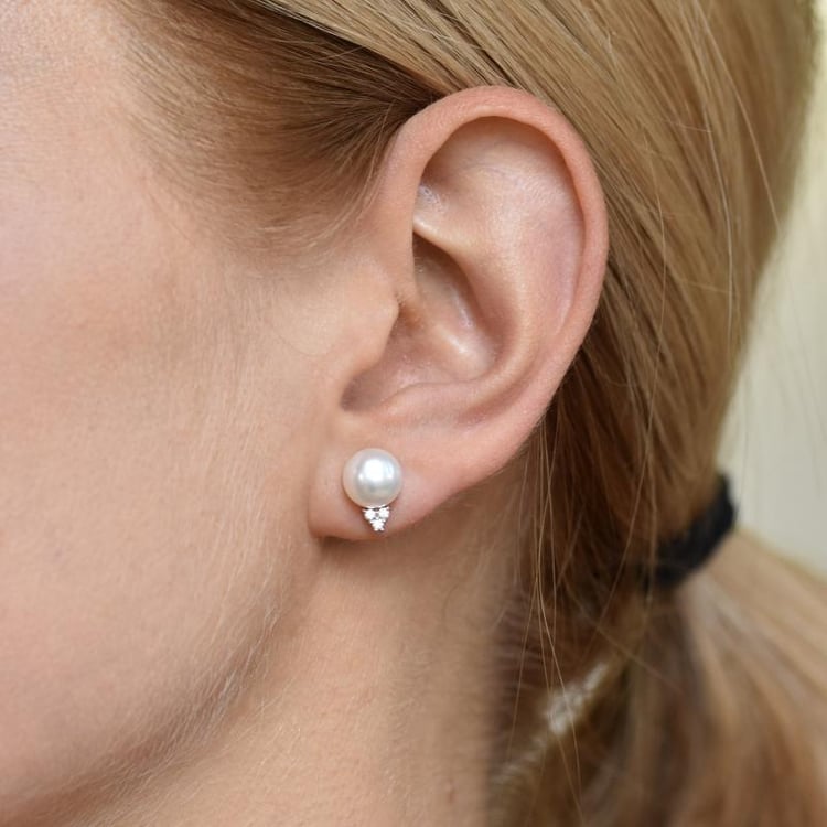 Perlové náušnice se zirkony 7021