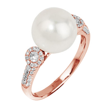 Perlový prsten z růžového zlata 79176