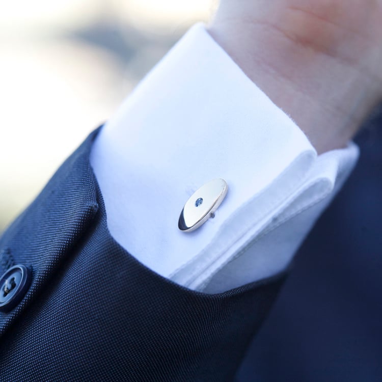 Oválné manžetové knoflíčky ze zlata s modrými diamanty Taniel 60407