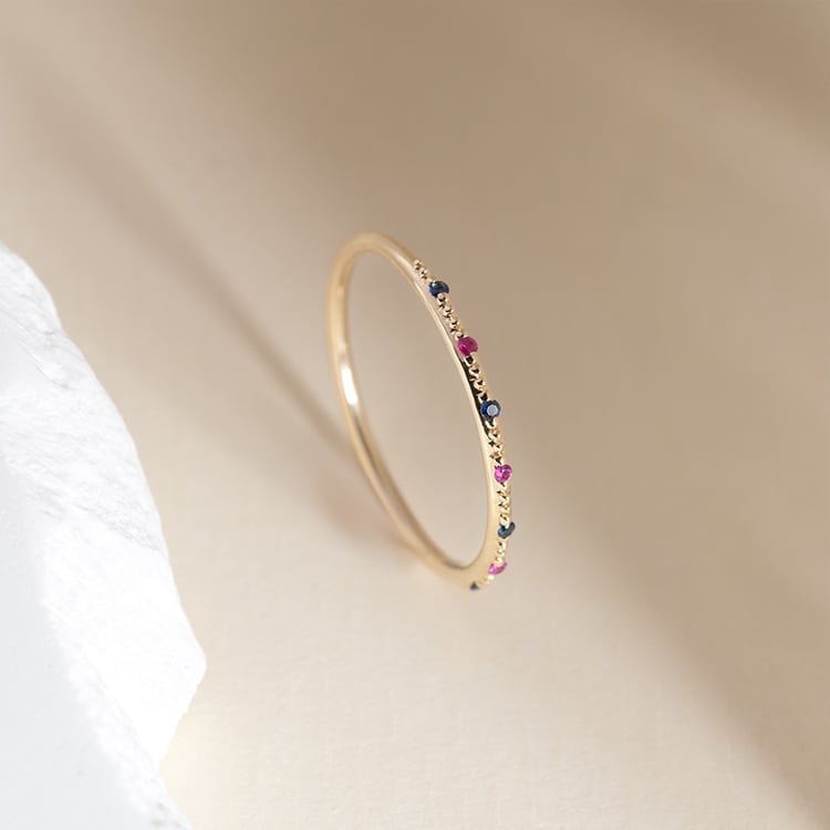 Minimalistický prsten se safíry a rubíny Tess 149659