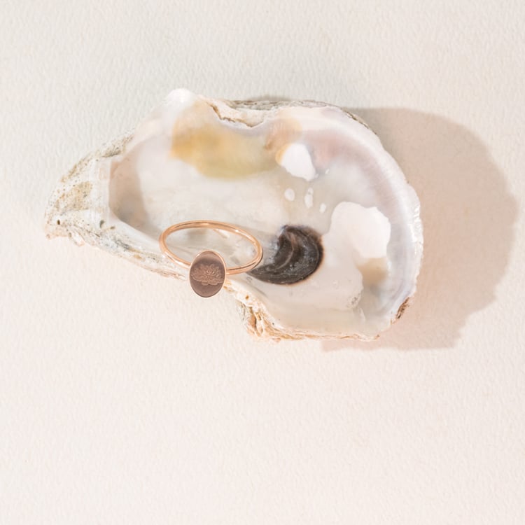 Oválný prsten s gravírem květiny Agatha 101090