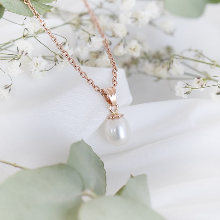 Pozlacený náhrdelník s perlou 87979