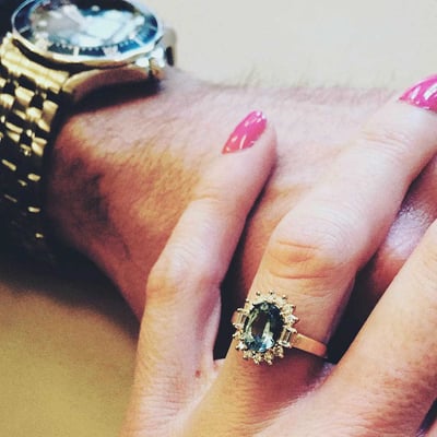 Akvamarínový prsten s diamanty