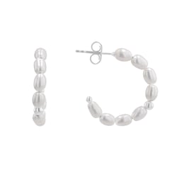 Stříbrné kruhové náušnice s perlami Roxanne