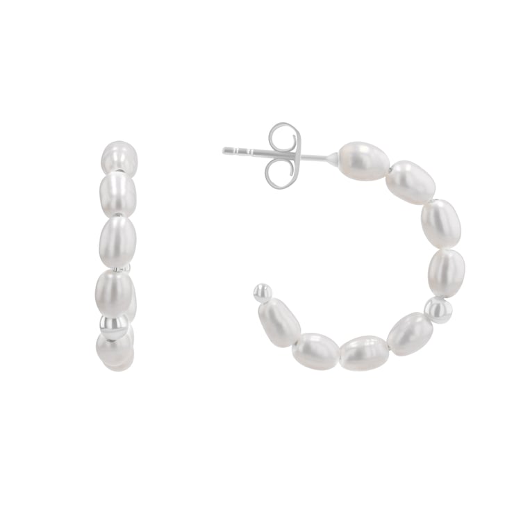 Stříbrné kruhové náušnice s perlami Roxanne 163883