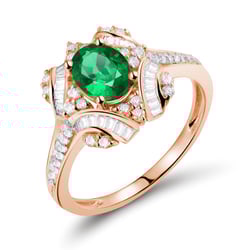 Zlatý prsten s oválným smaragdem a diamanty Zane