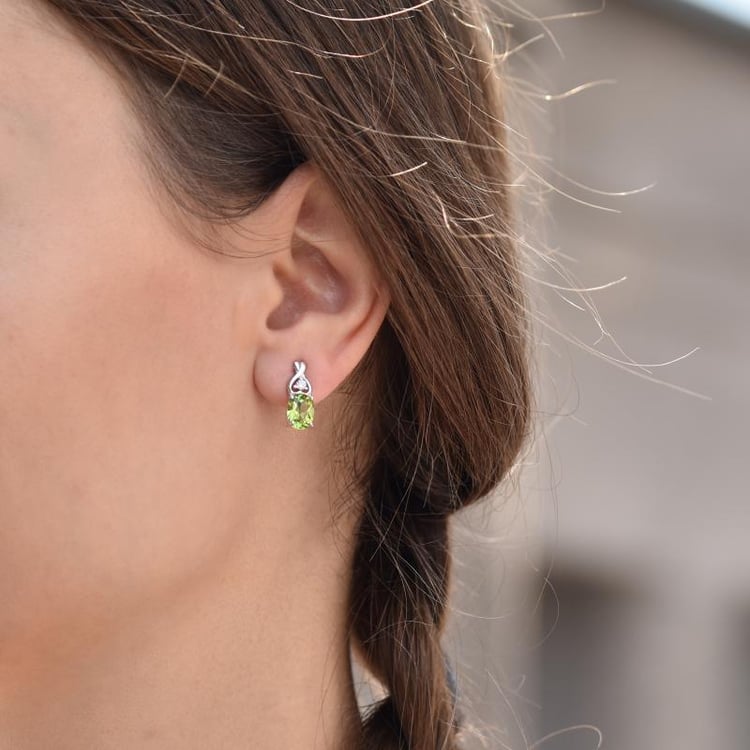  Stříbrné náušnice s olivíny a zirkony Dionte 45321