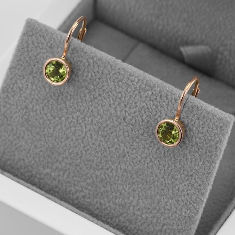 Visací náušnice s olivíny ze zlata 47693