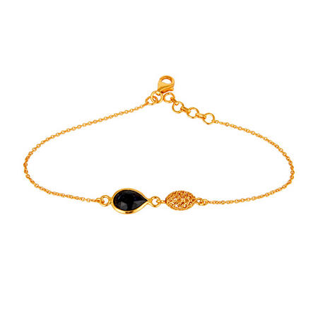 Stříbrný pozlacený náramek s temně modrým safírem Letiah