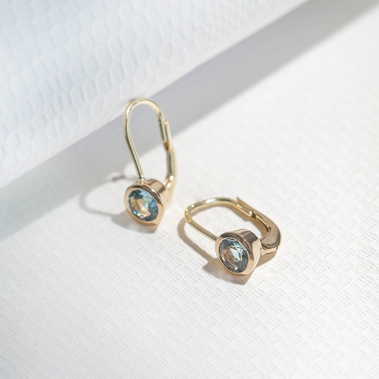 Zlaté visací náušnice s akvamaríny Vega 111597