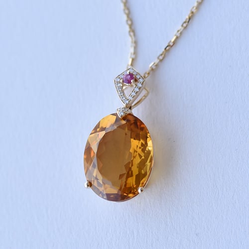 Citrínový přívěsek s turmalínem a diamanty Ienje