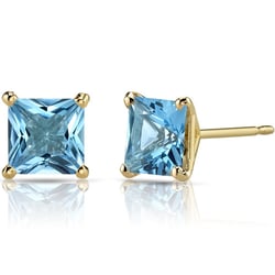 Náušnice ze zlata se švýcarskými princess topazy Enola