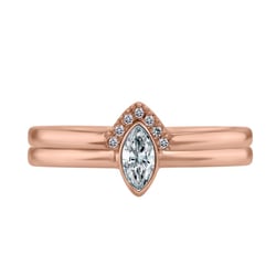 Zlatý zásnubní set prstenů s marquise certifikovaným diamantem Eliwa