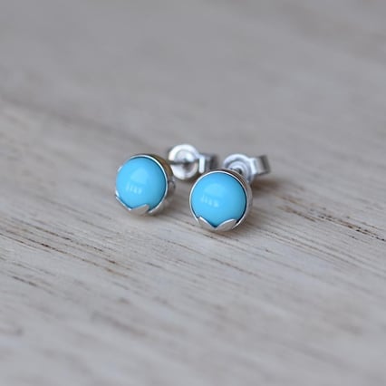 Zlaté náušnice s cabochon tyrkysy Erica