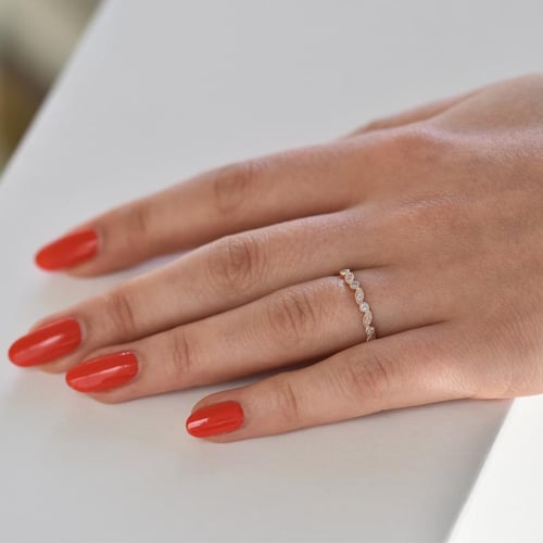 Zlatý vintage prsten s diamanty a zlatý komfortní snubní prsten Sango