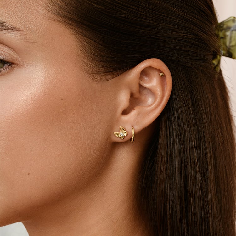 Zlaté náušnice ve tvaru motýla s lab-grown diamanty Anna 163521