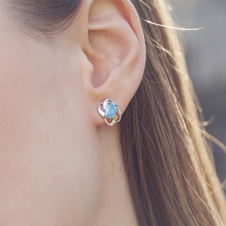 Nebeské stříbrné náušnice s topazy Mithi 11042