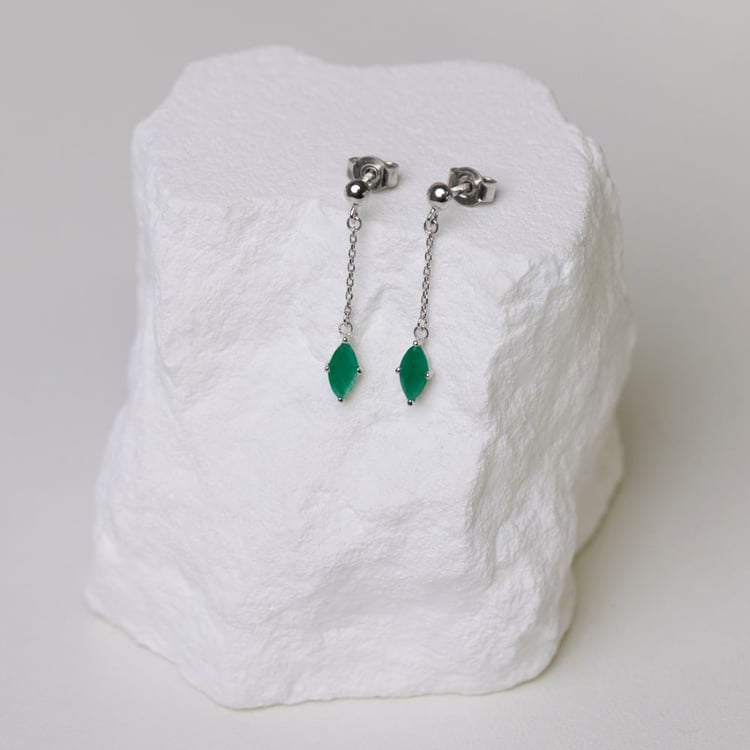 Zlaté visací náušnice s brazilskými smaragdy 164064