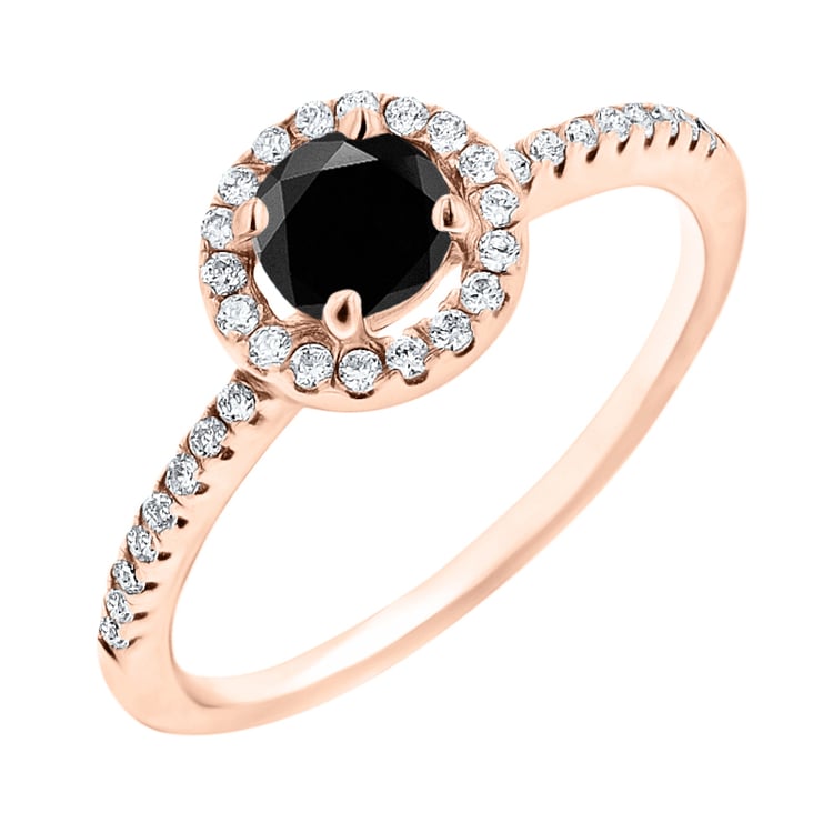 Halo prsten s černým moissanitem a lab-grown diamanty Kerau 145967