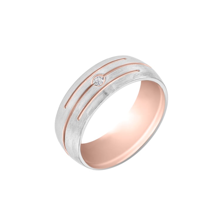 Snubní prsteny z vícebarevného zlata s diamantem 33406