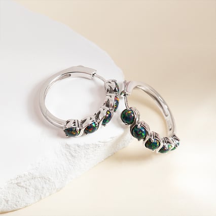 Stříbrné náušnice s černými opály Stefan