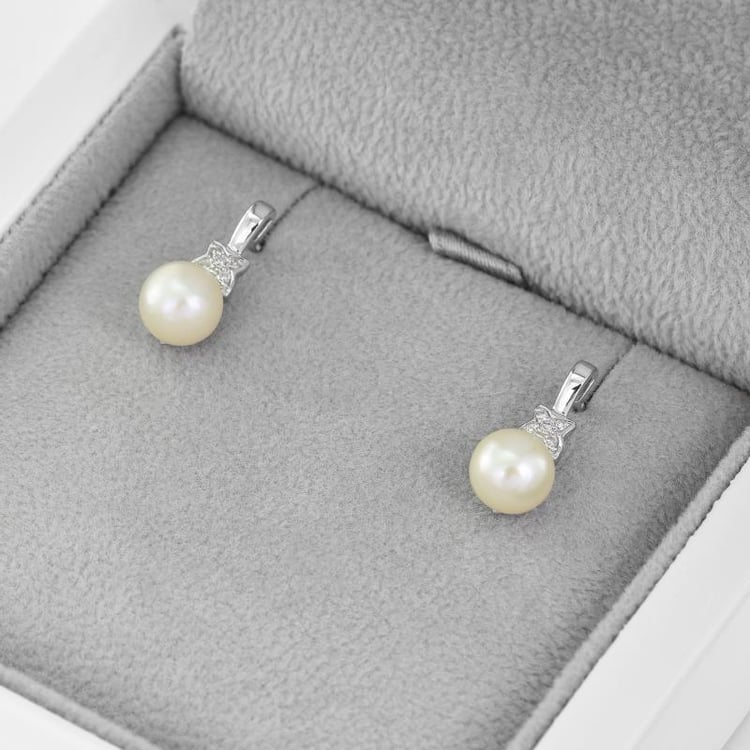 Elegantní náušnice s perlami a diamanty 44968