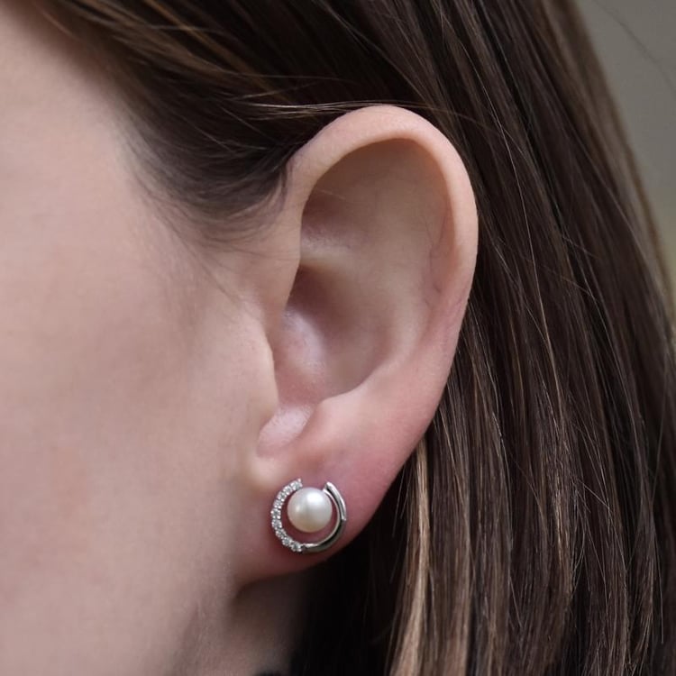 Náušnice s perlami a zirkony 11025