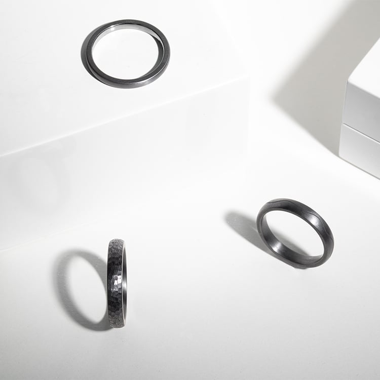 Tepané snubní prsteny z tantalu Rosser 123386