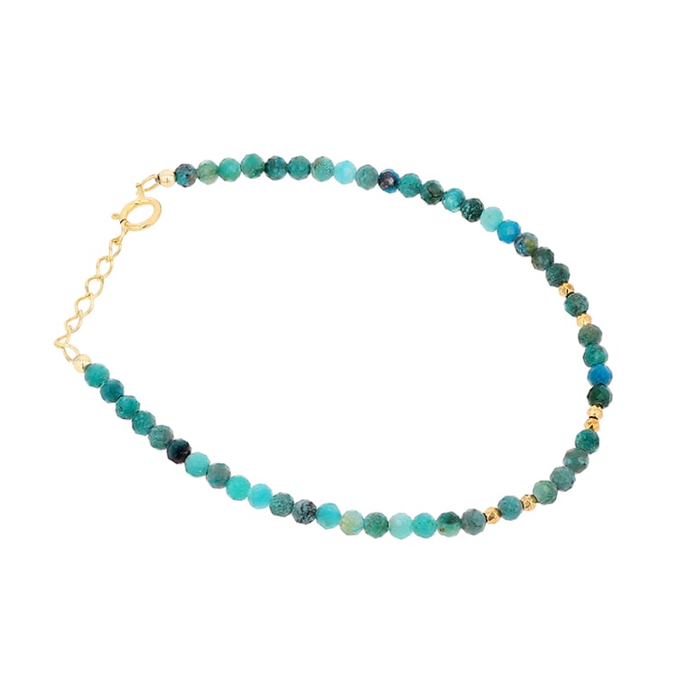 Pozlacený korálkový náramek s tyrkysy a hematity Bora