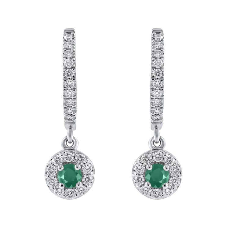 Půvabné stříbrné náušnice se smaragdy a lab-grown diamanty Donna 169024