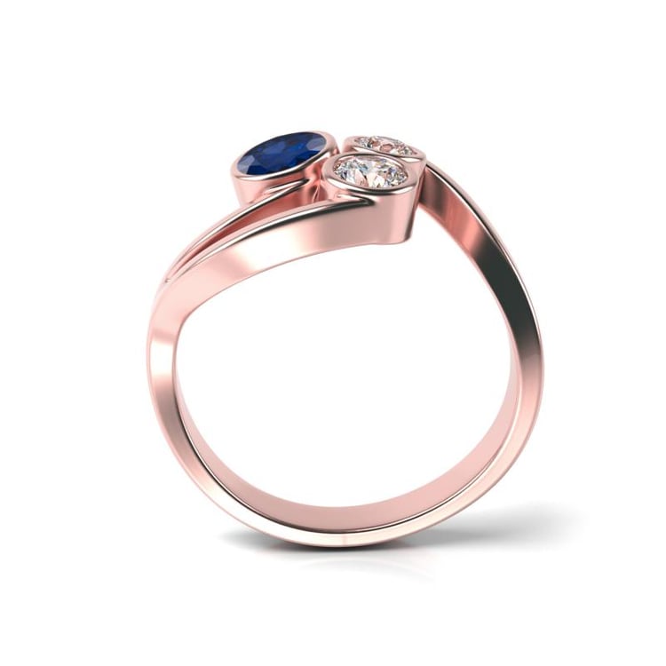 Zlatý zásnubní prsten se safírem a diamanty 22695