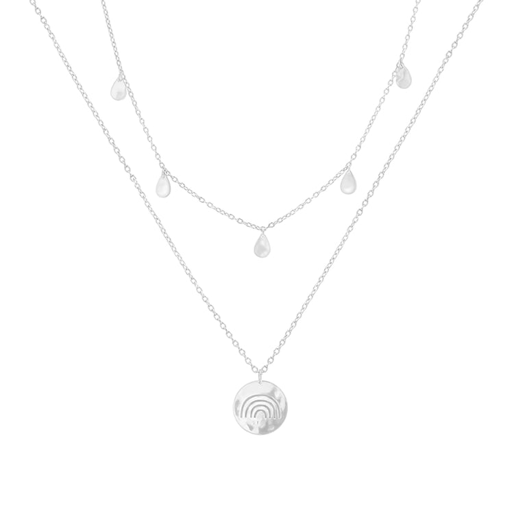 Set stříbrného přívěsku a náhrdelníku s kapkami a duhou A Cup Of Style 82133