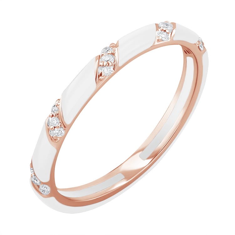 Bílý keramický prsten s diamanty Astair 128733