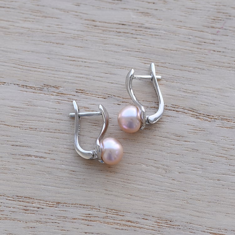 Stříbrné náušnice s broskvovými perlami 61272