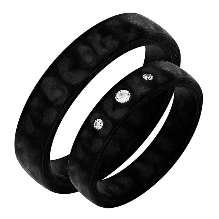 Karbonové snubní prsteny s diamanty