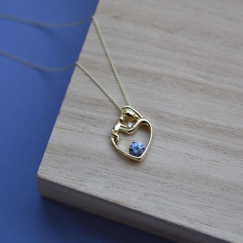 Přívěsek matka a dítě s tanzanitem a diamantem Ella