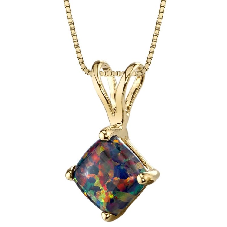 Zlatý náhrdelník s černým cushion opálem Jackie 22928