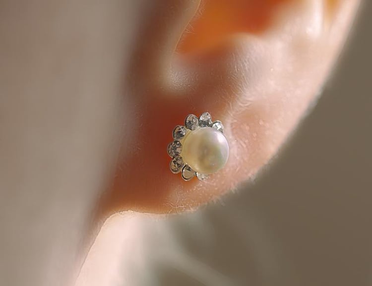 Stříbrné náušnice s perlami a krystaly 2888