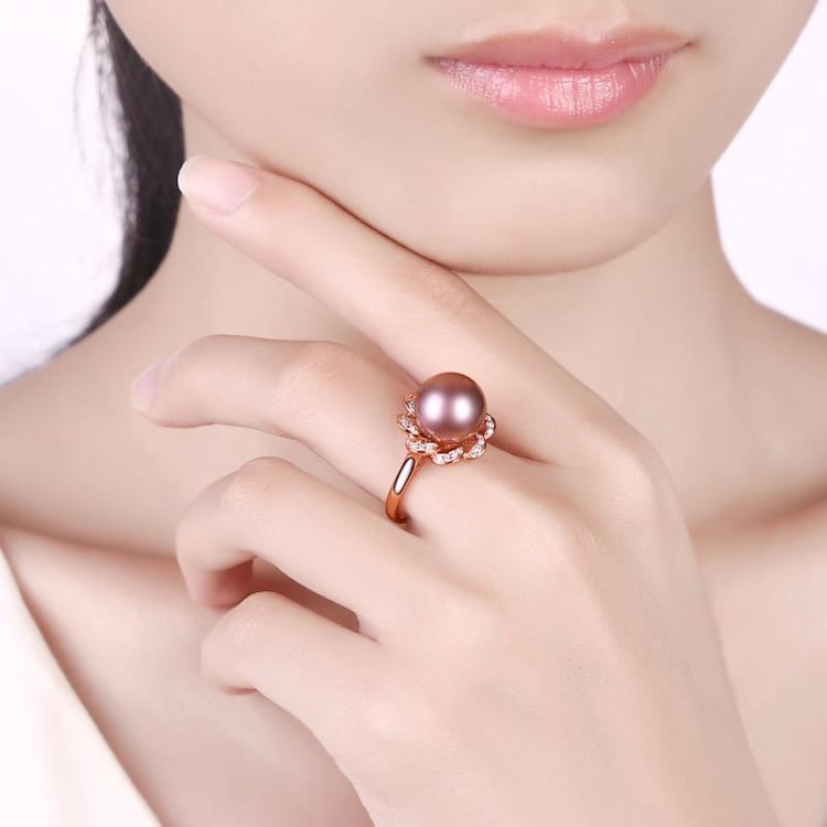 Prsten s fialovou perlou 13174