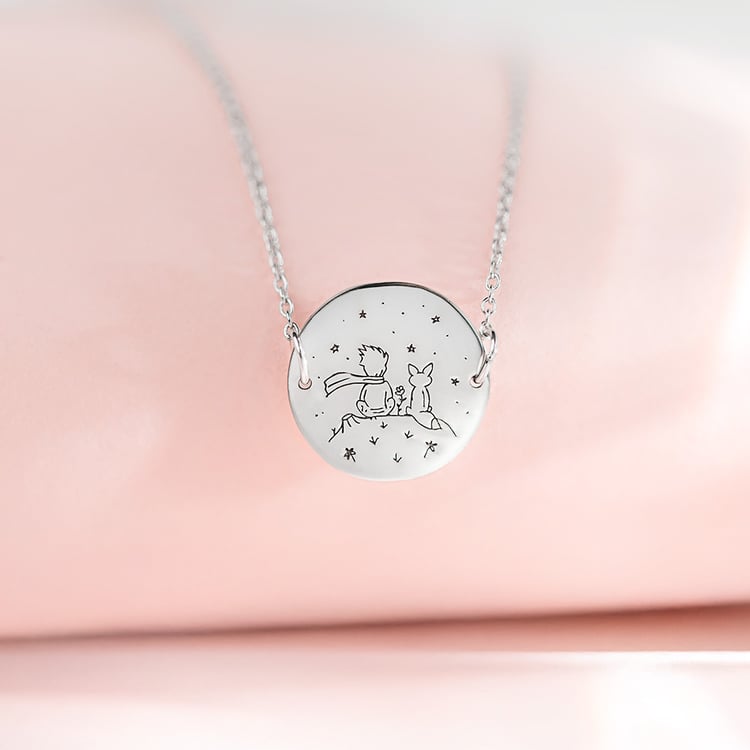 Náramek Malý princ s liškou a gravírem ze stříbra 157518