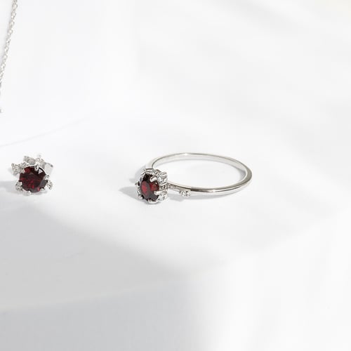 Cluster sada šperků s českými granáty a diamanty Odette