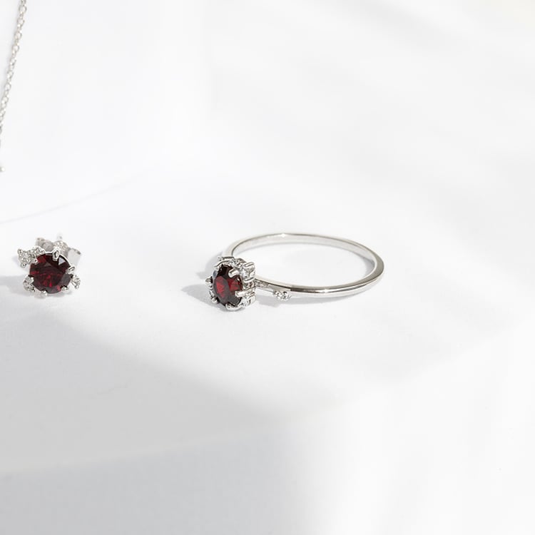 Cluster kolekce šperků s českými granáty a diamanty Odette 144003