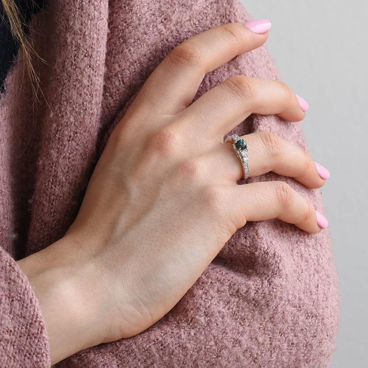 Prsten ze stříbra s černým opálem 92834