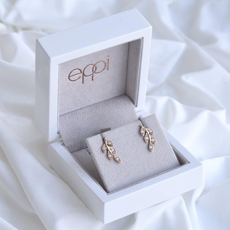 Diamantové lístky z růžového zlata 85102