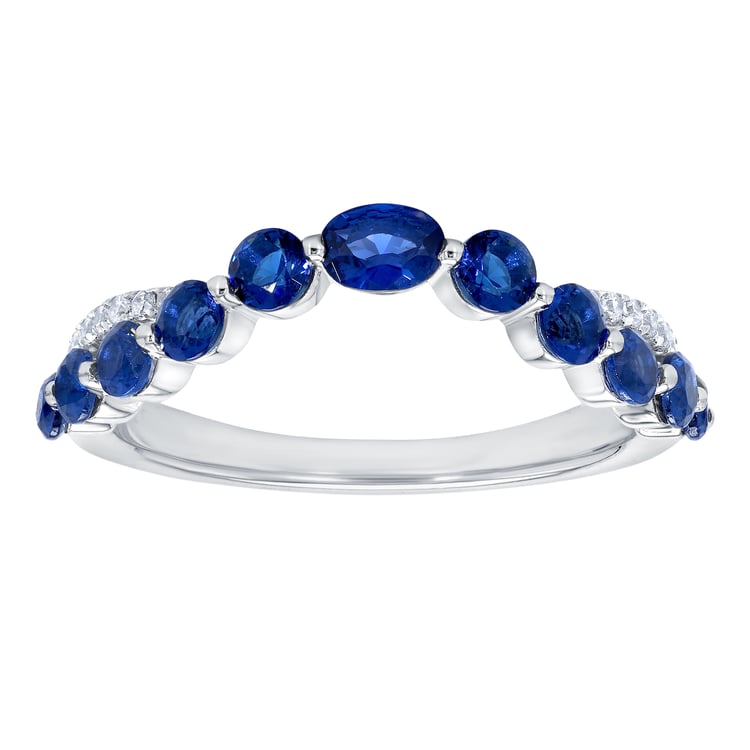 Elegantní zlatý prsten se safíry a lab-grown diamanty Sona